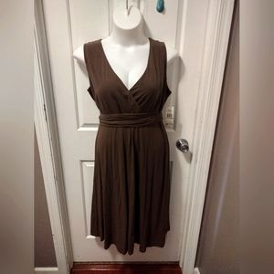 🆕️Tommy Hilfiger V Neck Casual Sleeveless  Maxi Dress Brown Sz 1X NWT